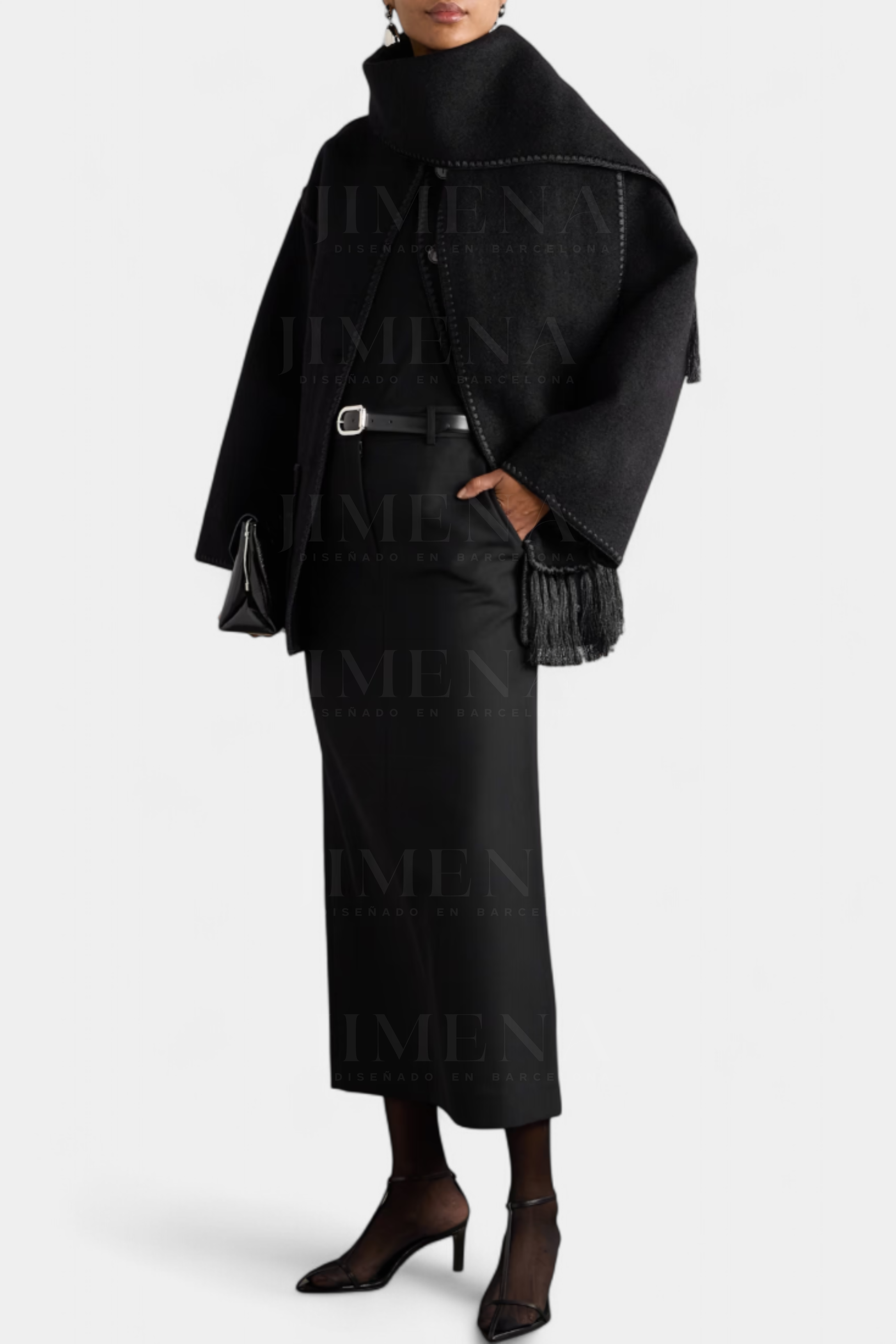INGRID | Coat with Integrated Scarf and Fluid Silhouette