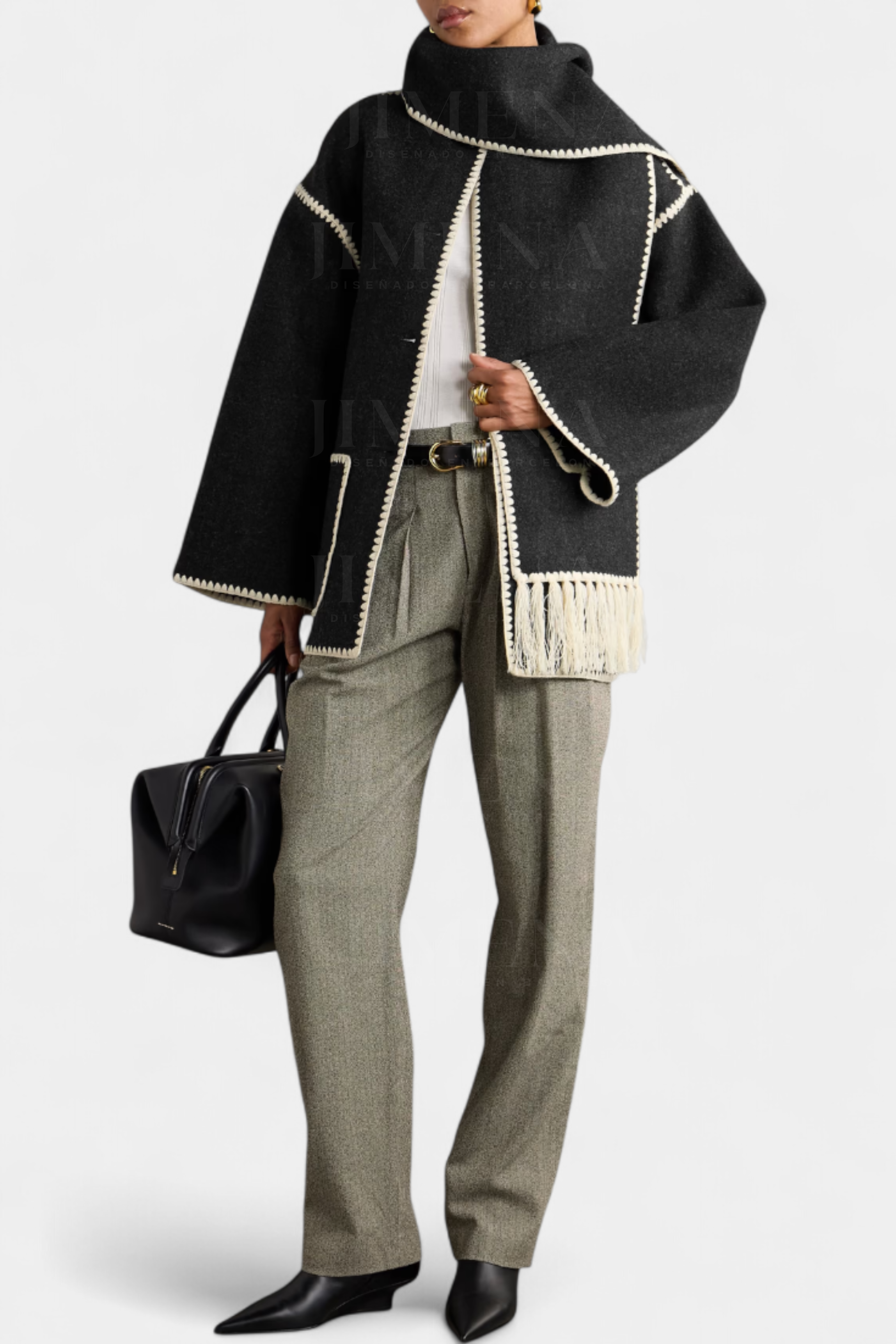 INGRID | Coat with Integrated Scarf and Fluid Silhouette