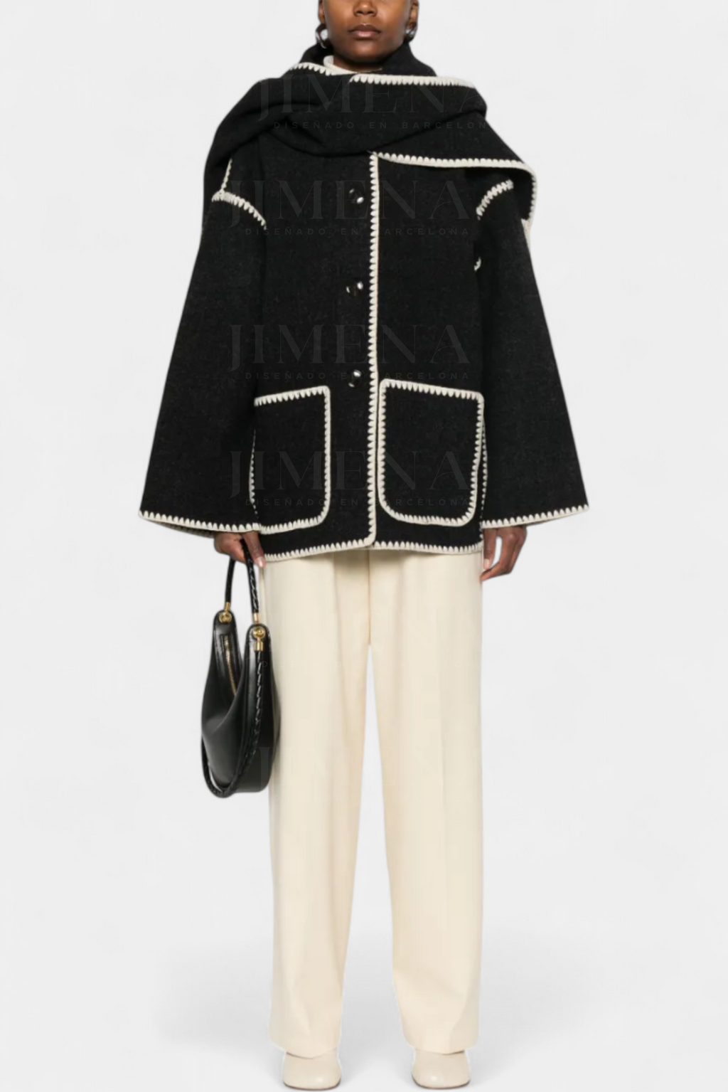 INGRID | Coat with Integrated Scarf and Fluid Silhouette