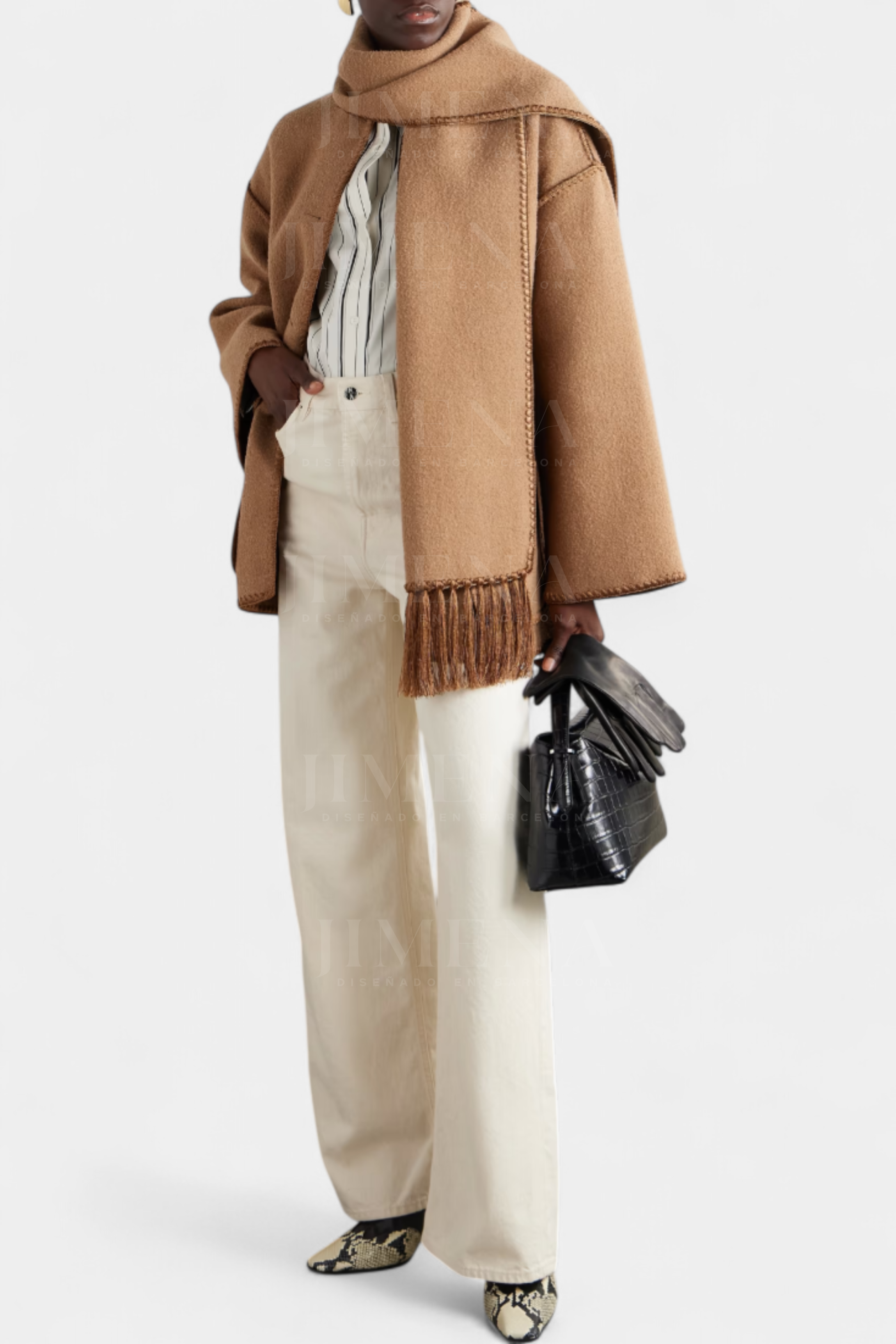 INGRID | Coat with Integrated Scarf and Fluid Silhouette
