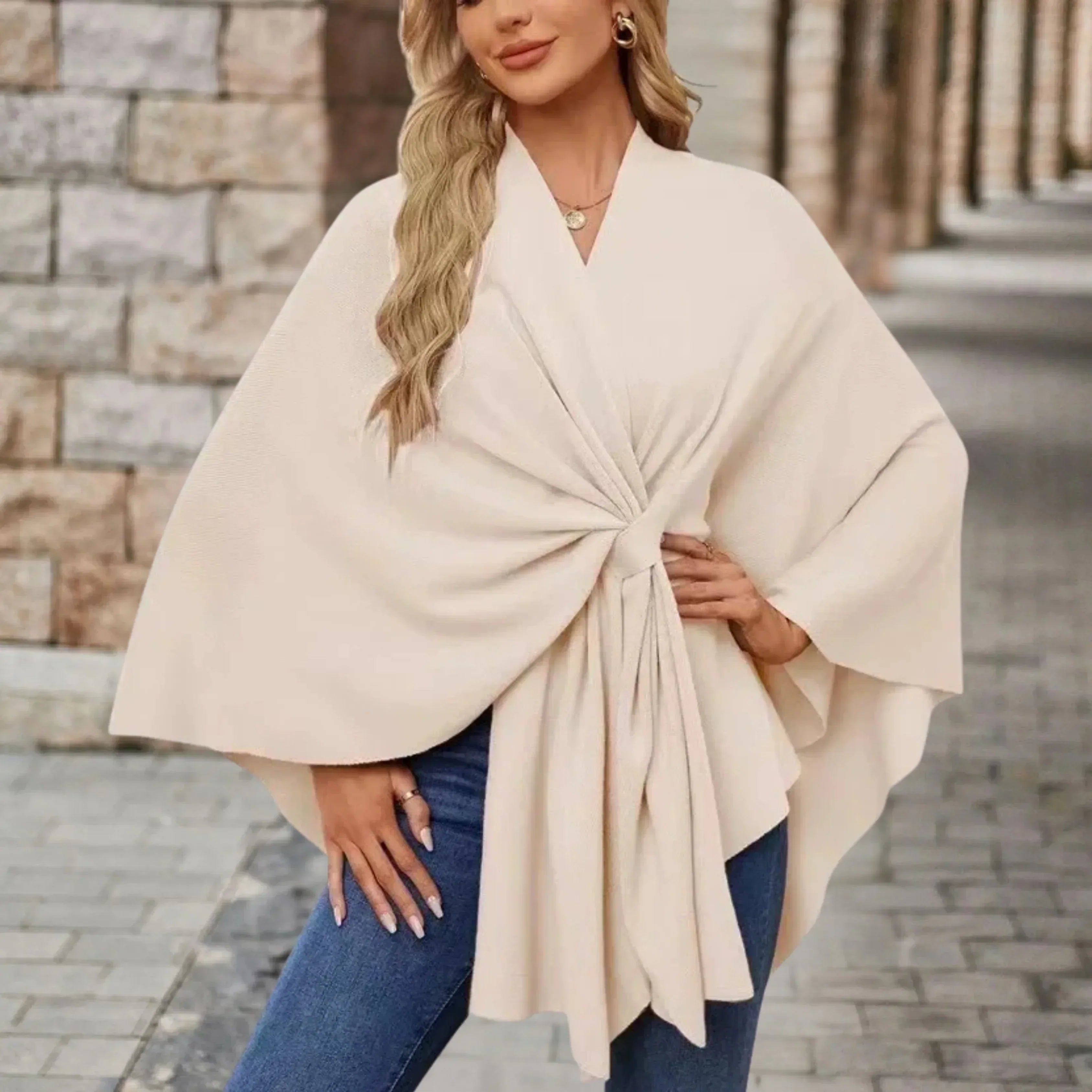 AUDREY | Elegant Draped Poncho