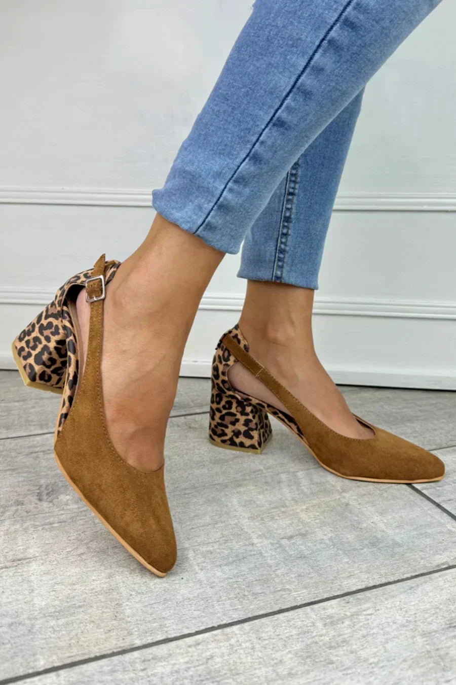 MIRA - LEOPARD PRINT HEEL SLINGBACKS