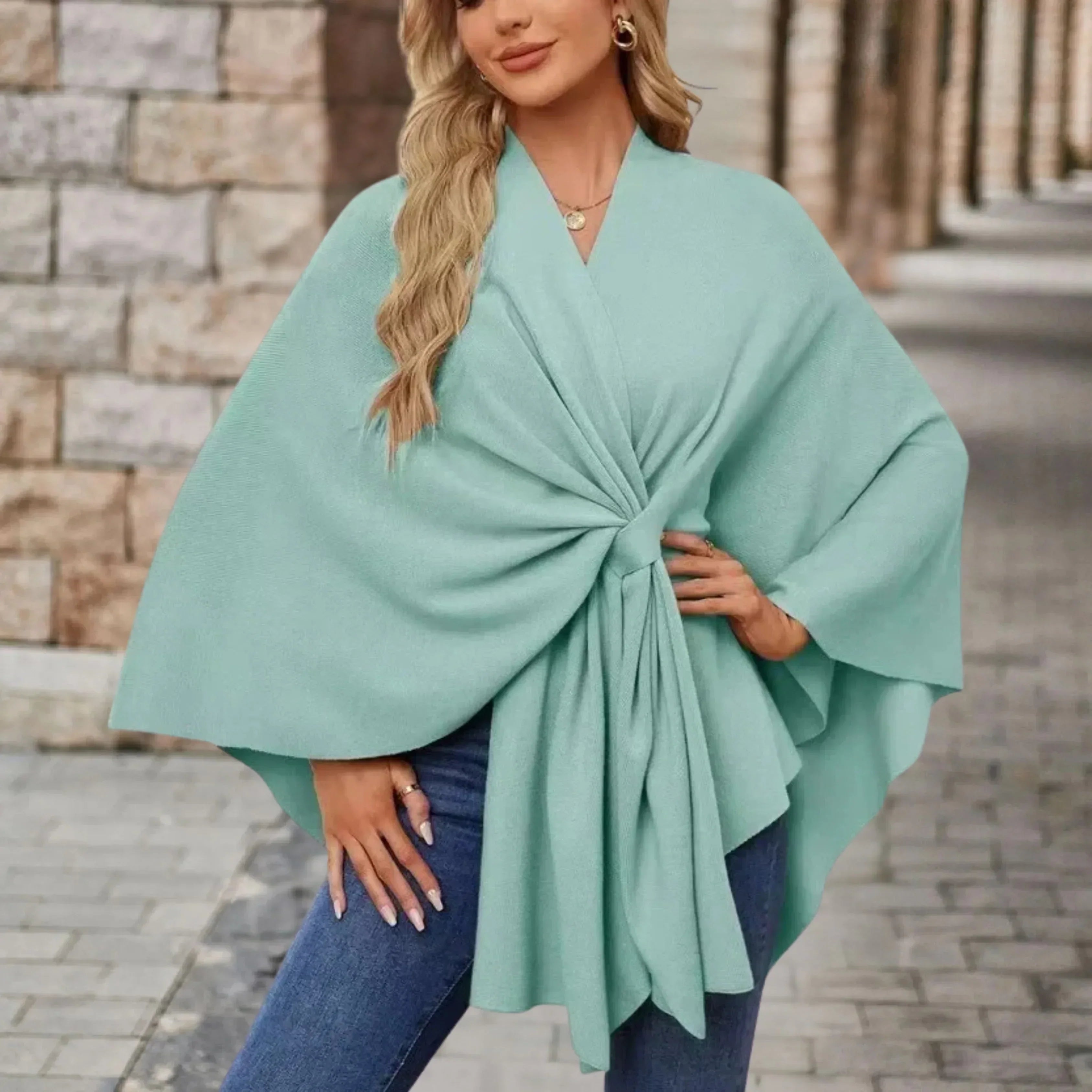 AUDREY | Elegant Draped Poncho