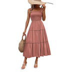 TESSIE™ – Casual Shirred Backless Sundress with Ruffle Hem