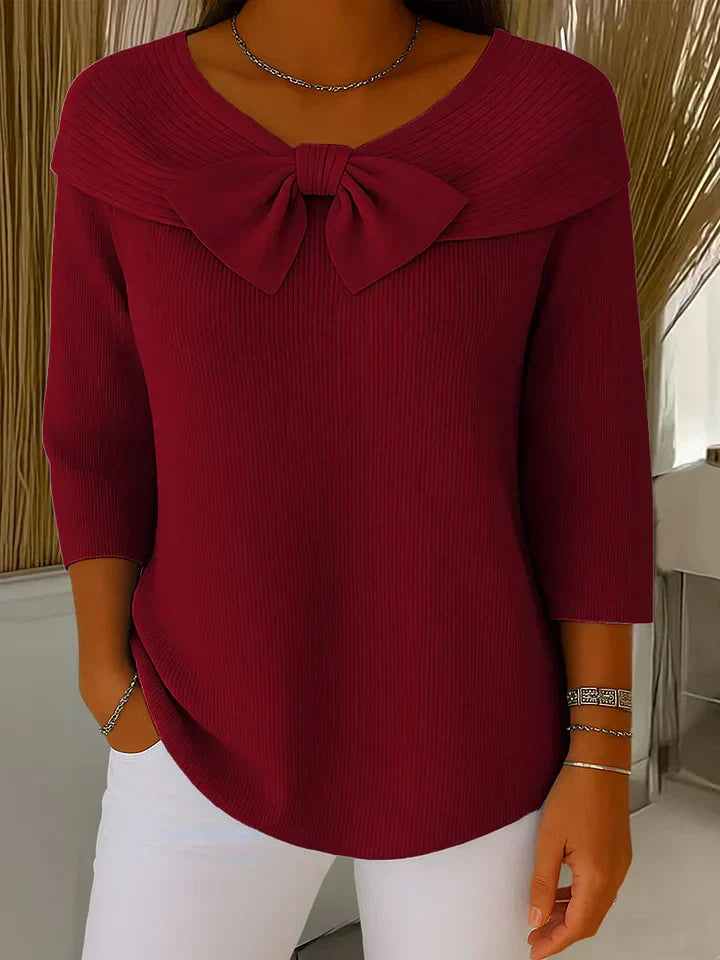 ELEANOR | Women's Sweater with Bow and Round Neckline
