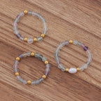 3pcs Set Amethyst Beaded Rings