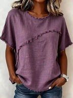 Debby | Frayed Hem Short Sleeve Top