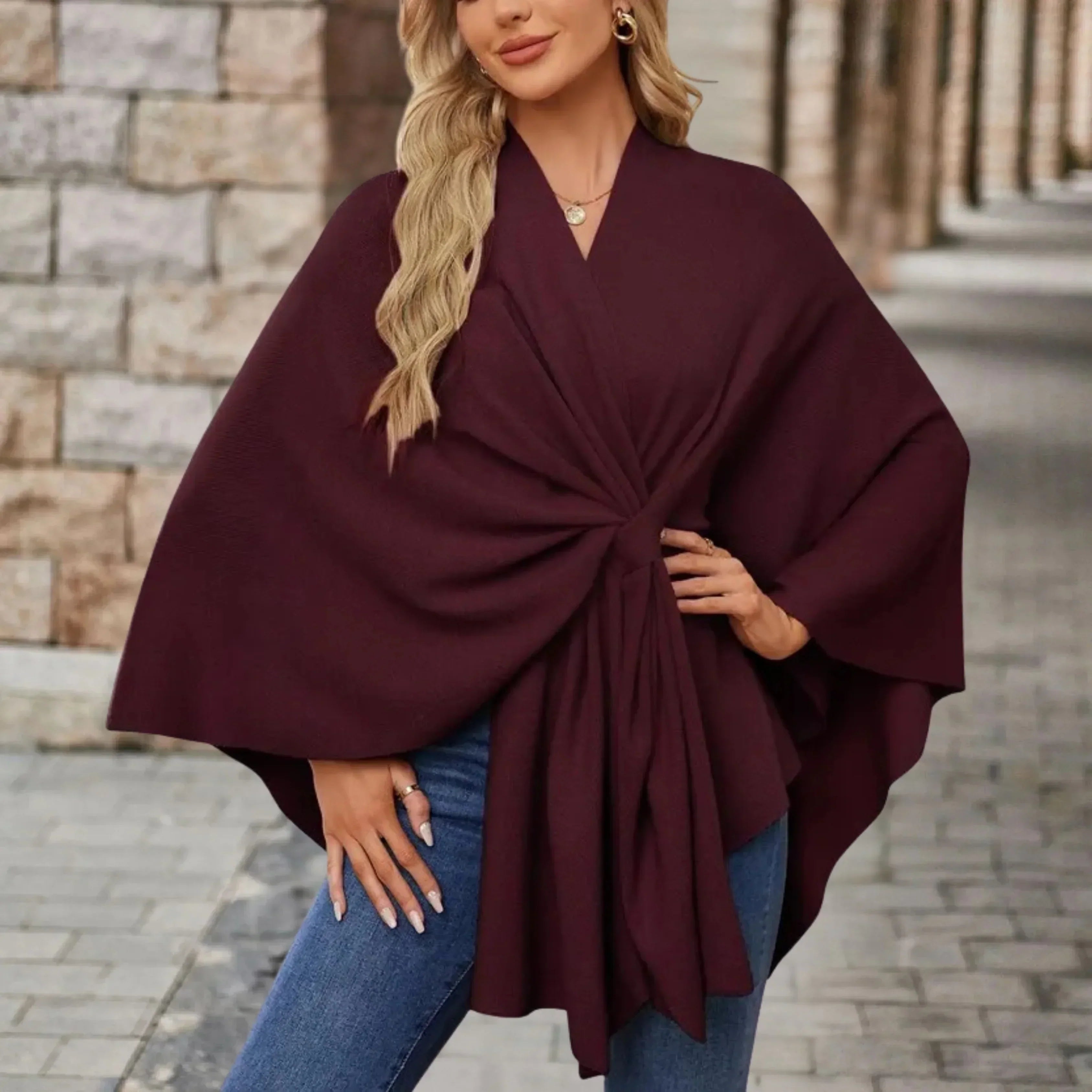 AUDREY | Elegant Draped Poncho