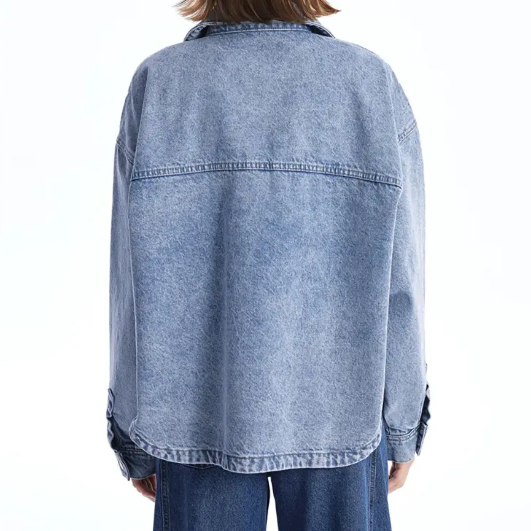 REEVA™ – Classic Button-Up Denim Shirt Jacket