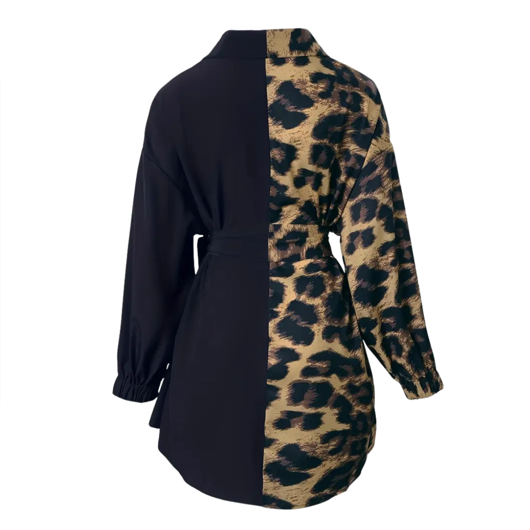 WREN™ – Leopard Patchwork Bishop Sleeve Dress