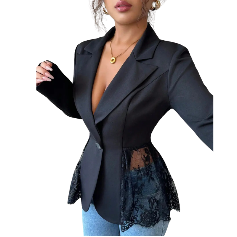 RAFAELA| Modern Lace-Trim Structured Blazer