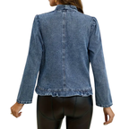 JOLIET™ – Ruffle Placket Slim Denim Jacket