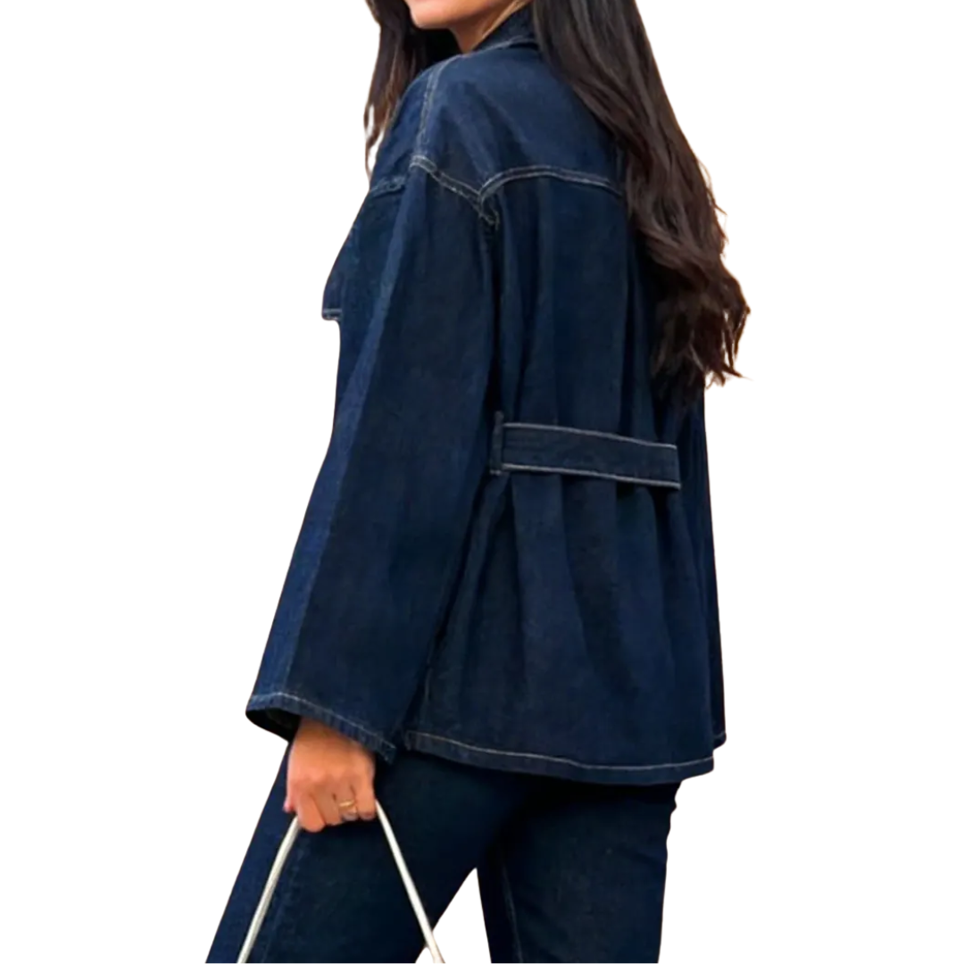 DELVINE™ – Relaxed Dark Wash Denim Jacket