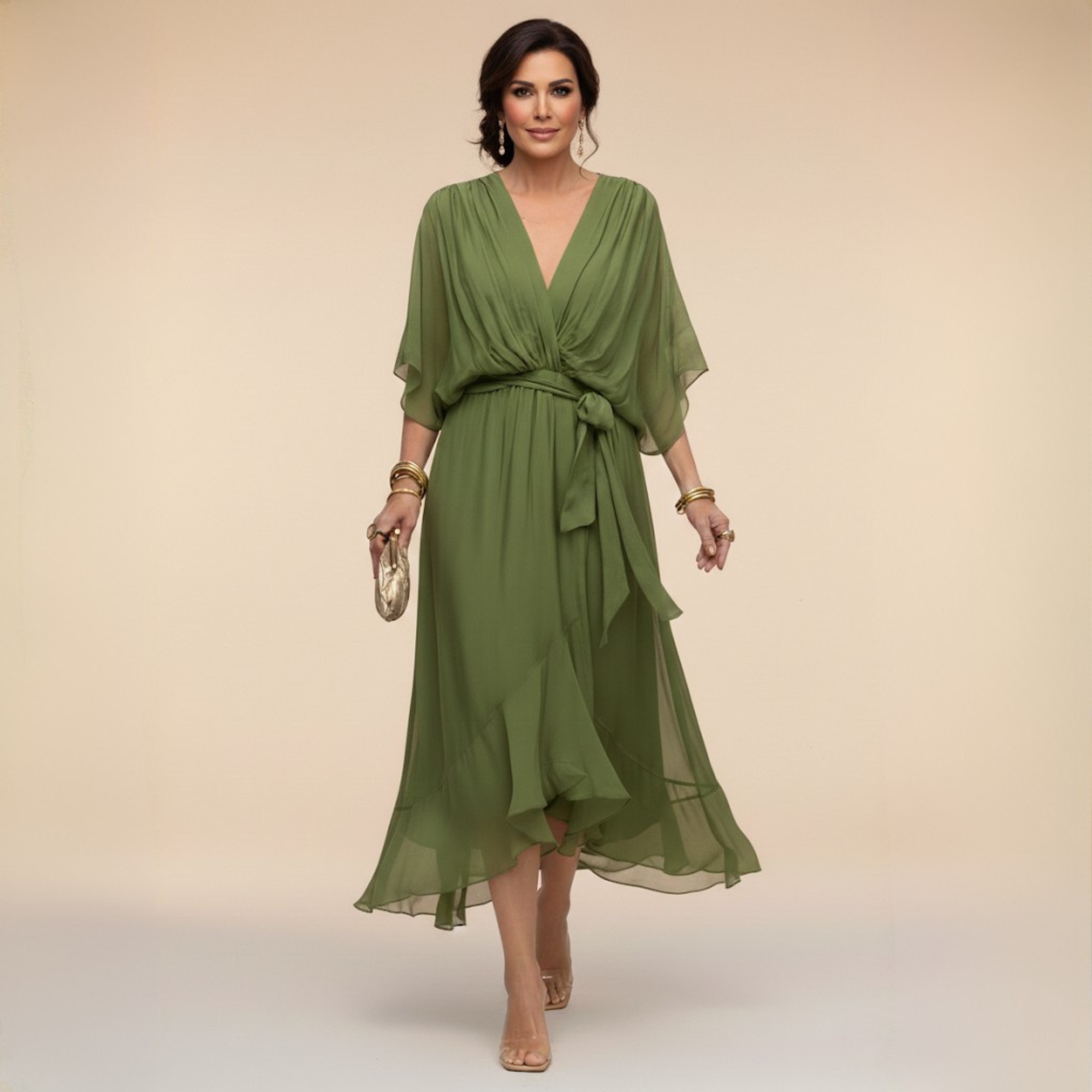 Marta | Sandra Chiffon V-Neck Dress