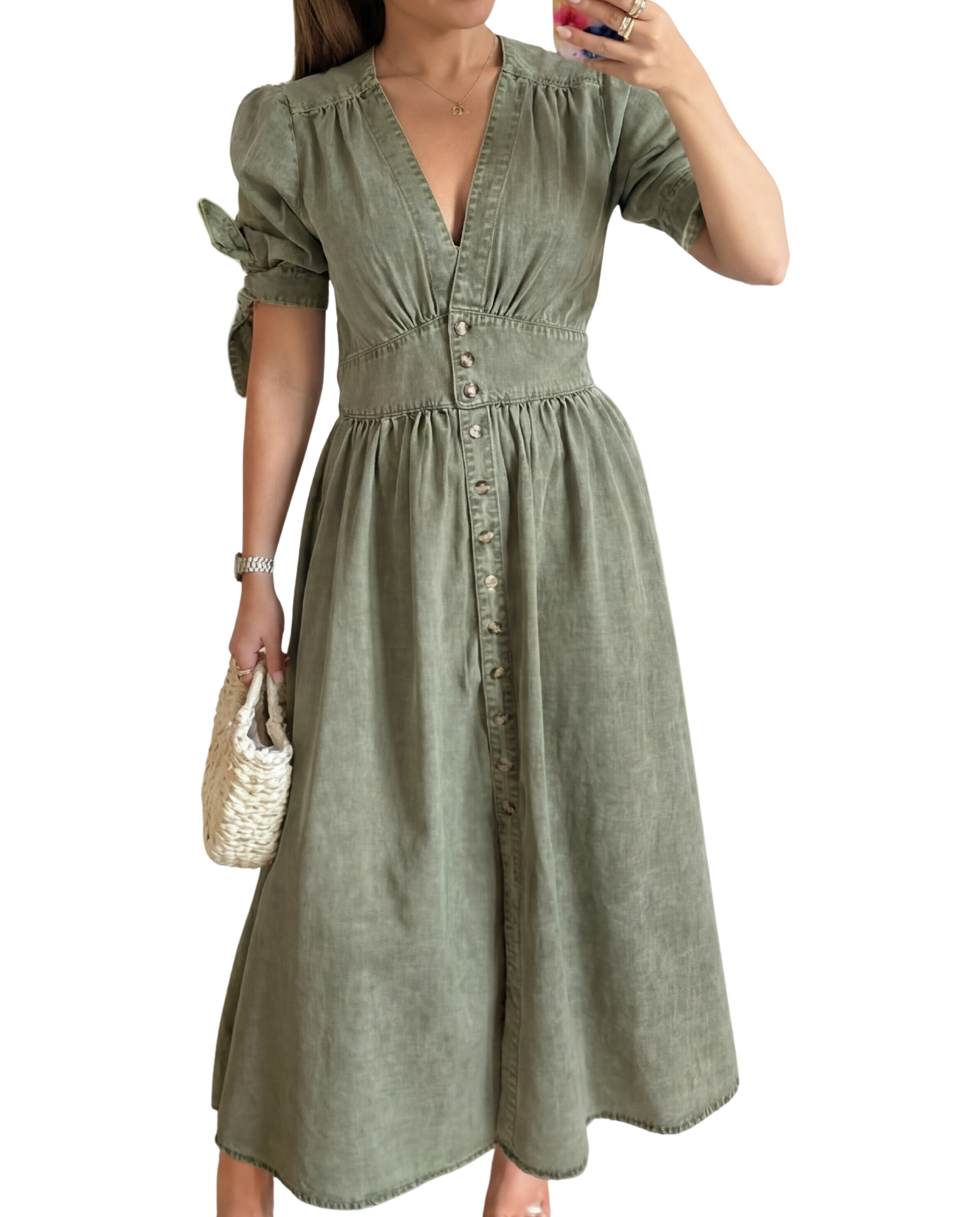 LAURA | Casual Short Sleeve V Neck Dress