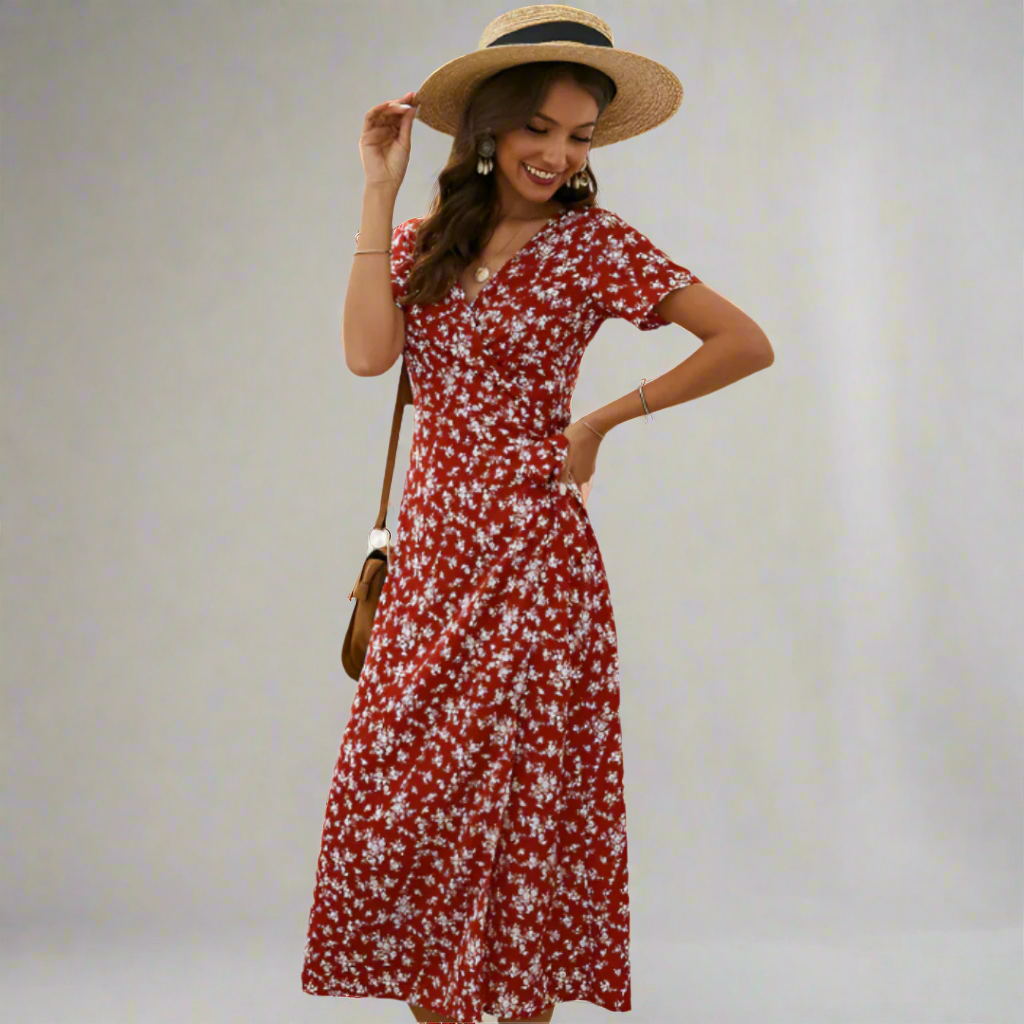DAISY |  Plus Size V-Neck Flounce Sleeve Summer Dress