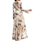 CLARISSA™ – Elegant Printed Bell-Sleeve Dress