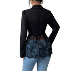 LEONIQUE | Lace Contrast Fitted Blazer Jacket