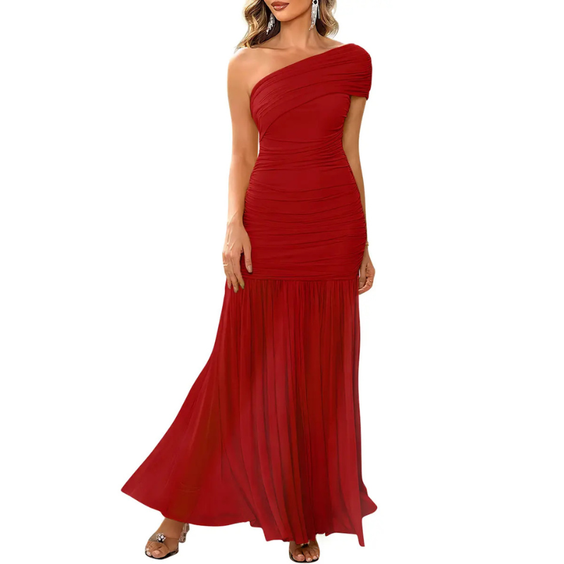 EMILY | Elegant One-Shoulder Ruched Bodycon Dress