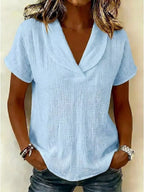 Full Size Casual Short Sleeve Textured Blouse Plus Size