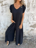 CASSANDRA | Trendy V-Neck Jumpsuit
