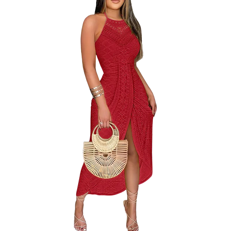PENELOPE | Chic Halter Neck Sleeveless Maxi Dress
