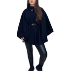 EDEN™ – Stylish Belted Cape Coat with High Neck