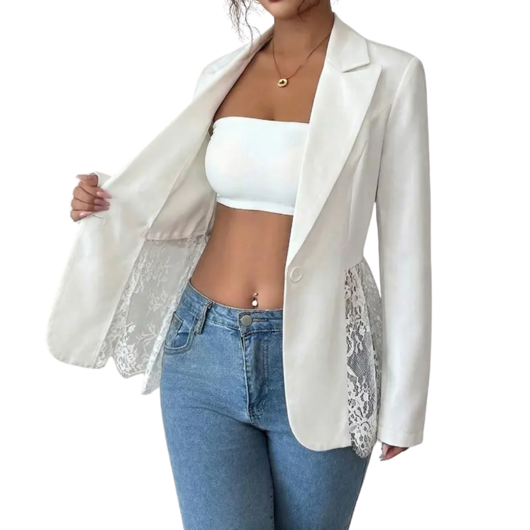 LEONIQUE | Lace Contrast Fitted Blazer Jacket