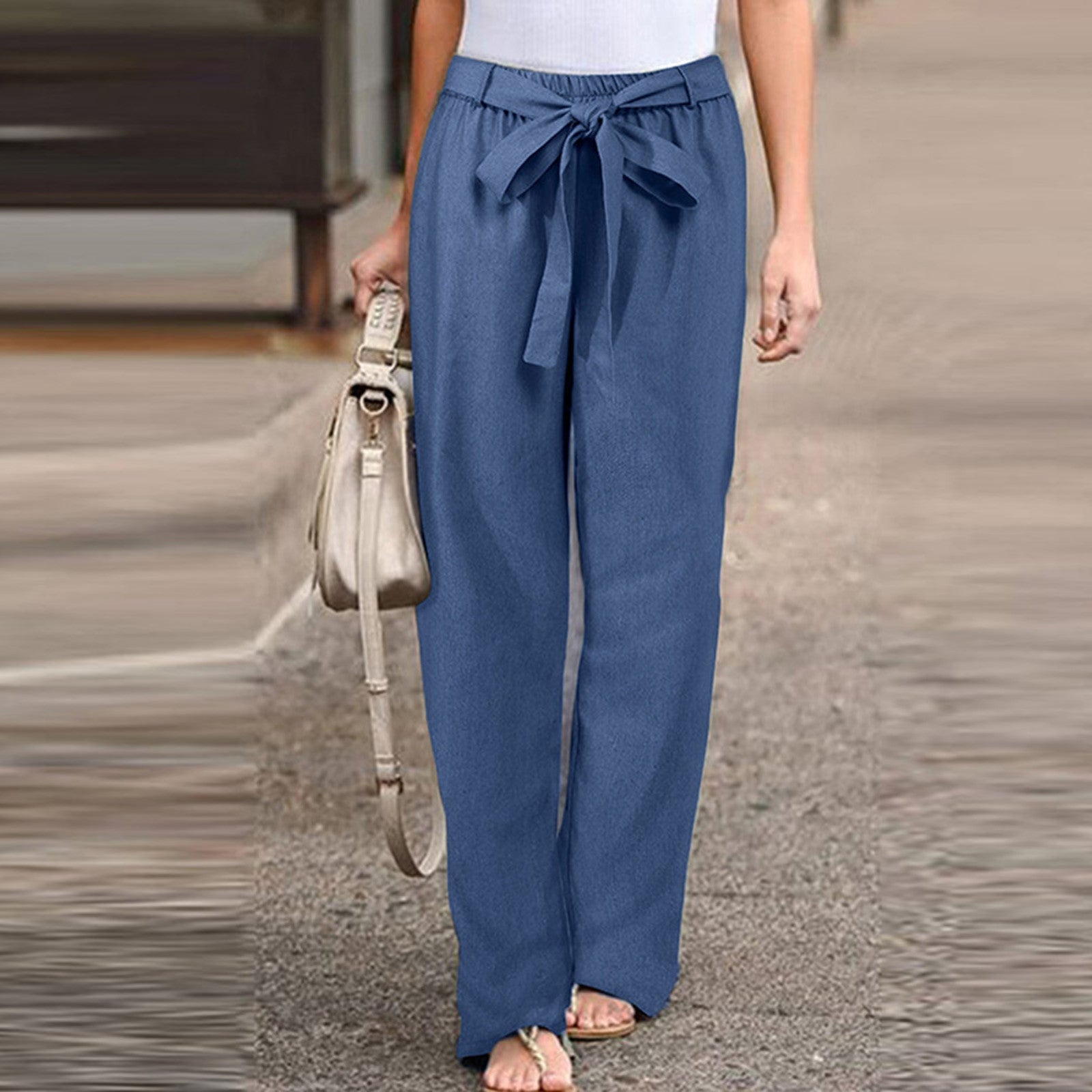 RACHEL | Women's Wide Leg Pants Drawstring High Waist Casual
