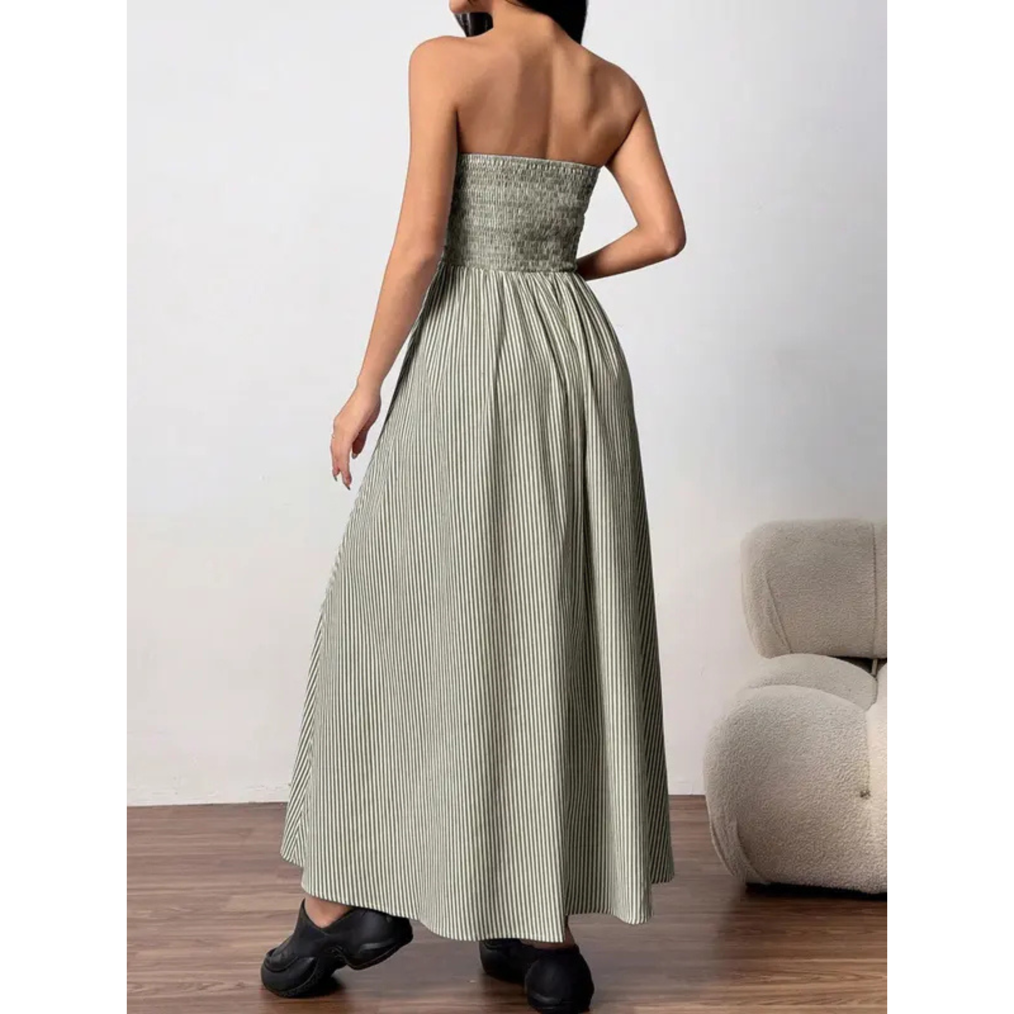 TRACY | Classic Striped Summer Tube Maxi Dress