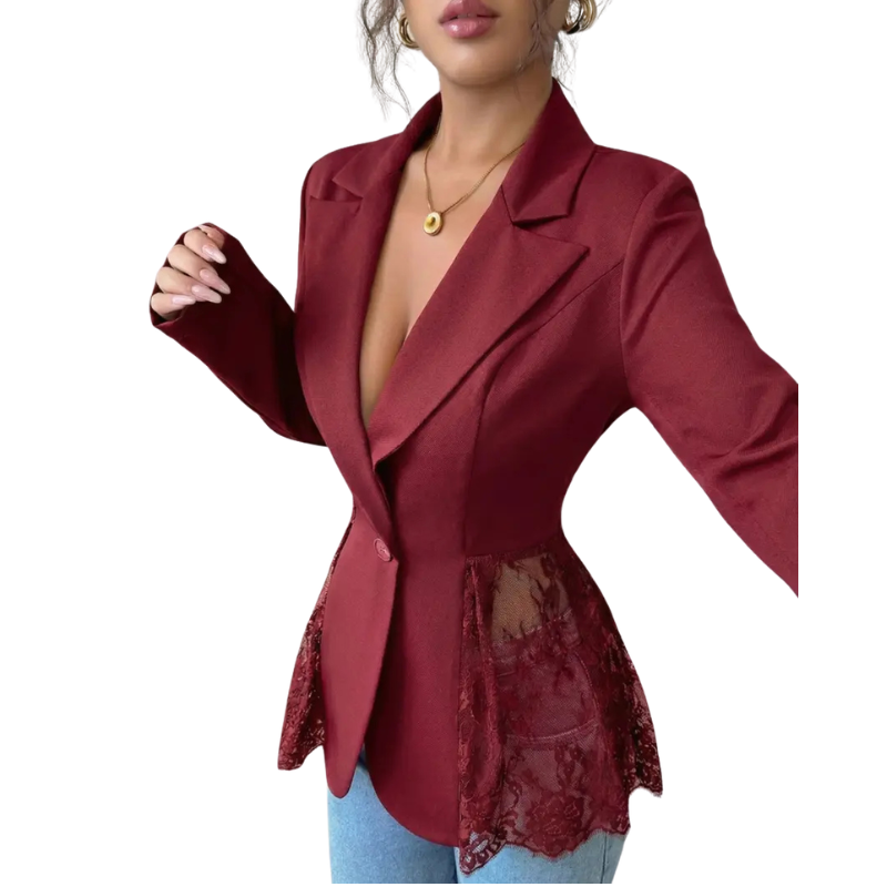 RAFAELA| Modern Lace-Trim Structured Blazer