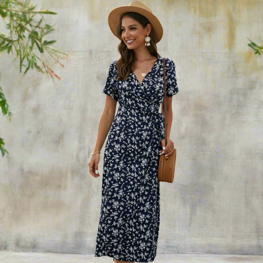DAISY |  Plus Size V-Neck Flounce Sleeve Summer Dress
