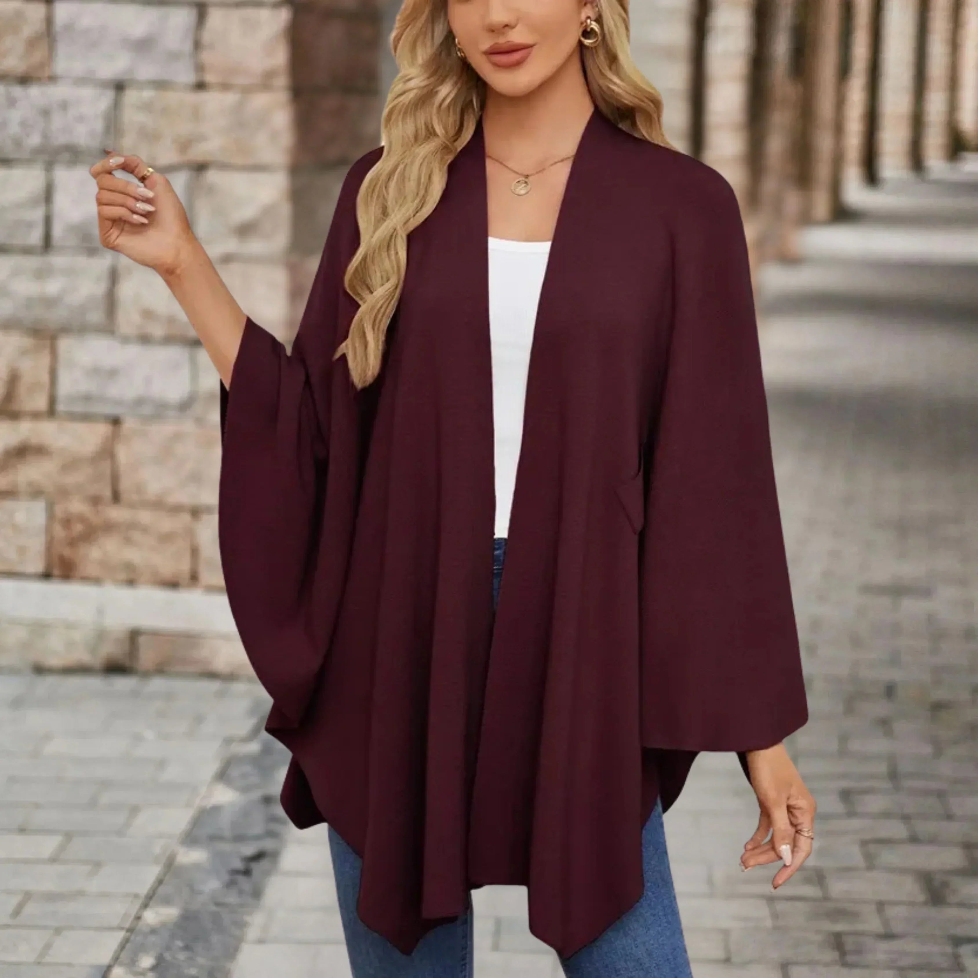 AUDREY | Elegant Draped Poncho