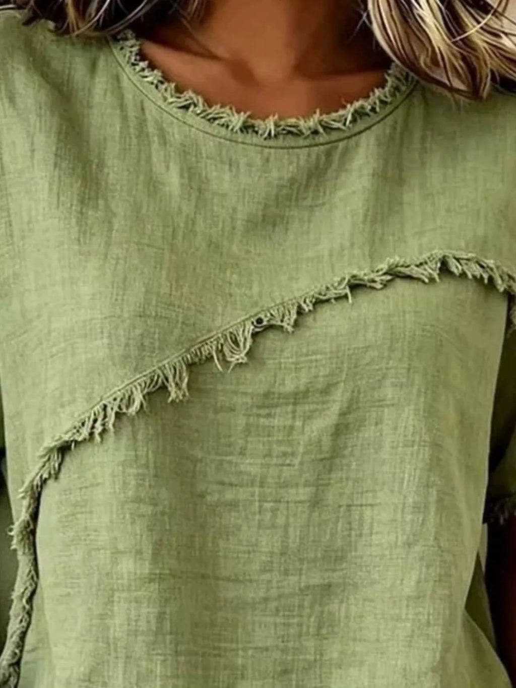 Debby | Frayed Hem Short Sleeve Top