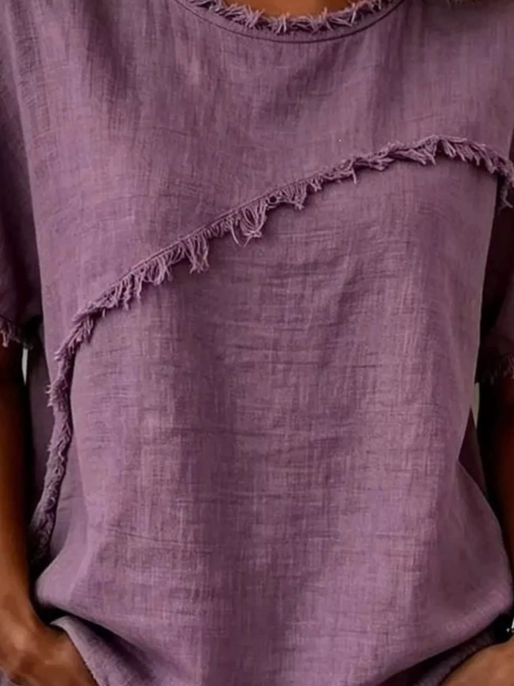 Debby | Frayed Hem Short Sleeve Top