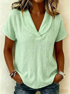 Full Size Casual Short Sleeve Textured Blouse Plus Size