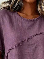 Debby | Frayed Hem Short Sleeve Top