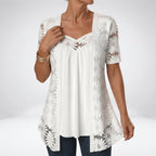Prudence | White blouse with lace and short sleeves: feminine elegance