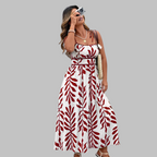 MEGAN - Casual Sleeveless Summer Leaf Print Maxi Dress