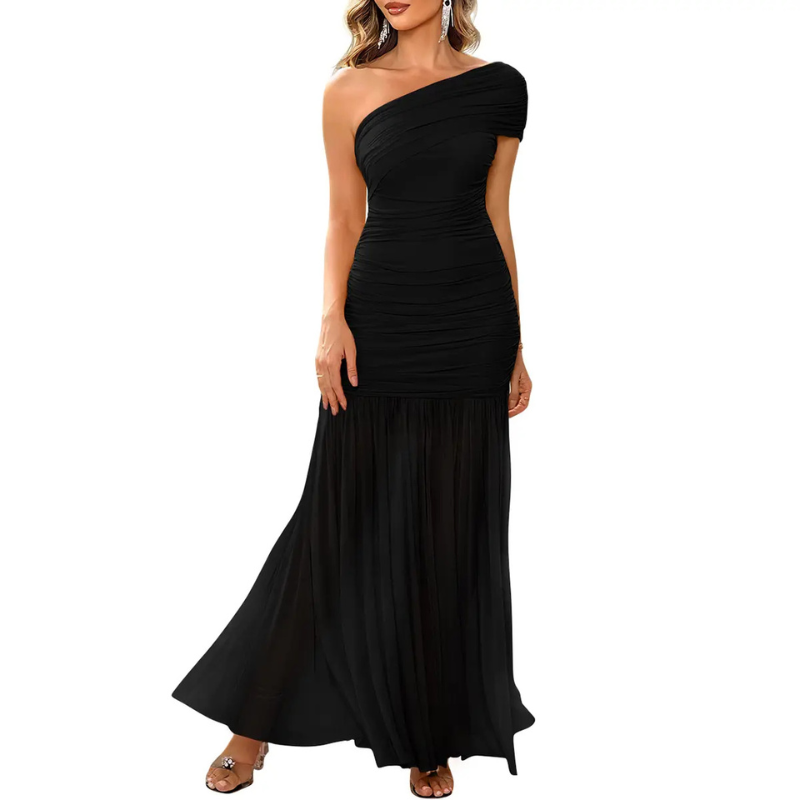 EMILY | Elegant One-Shoulder Ruched Bodycon Dress