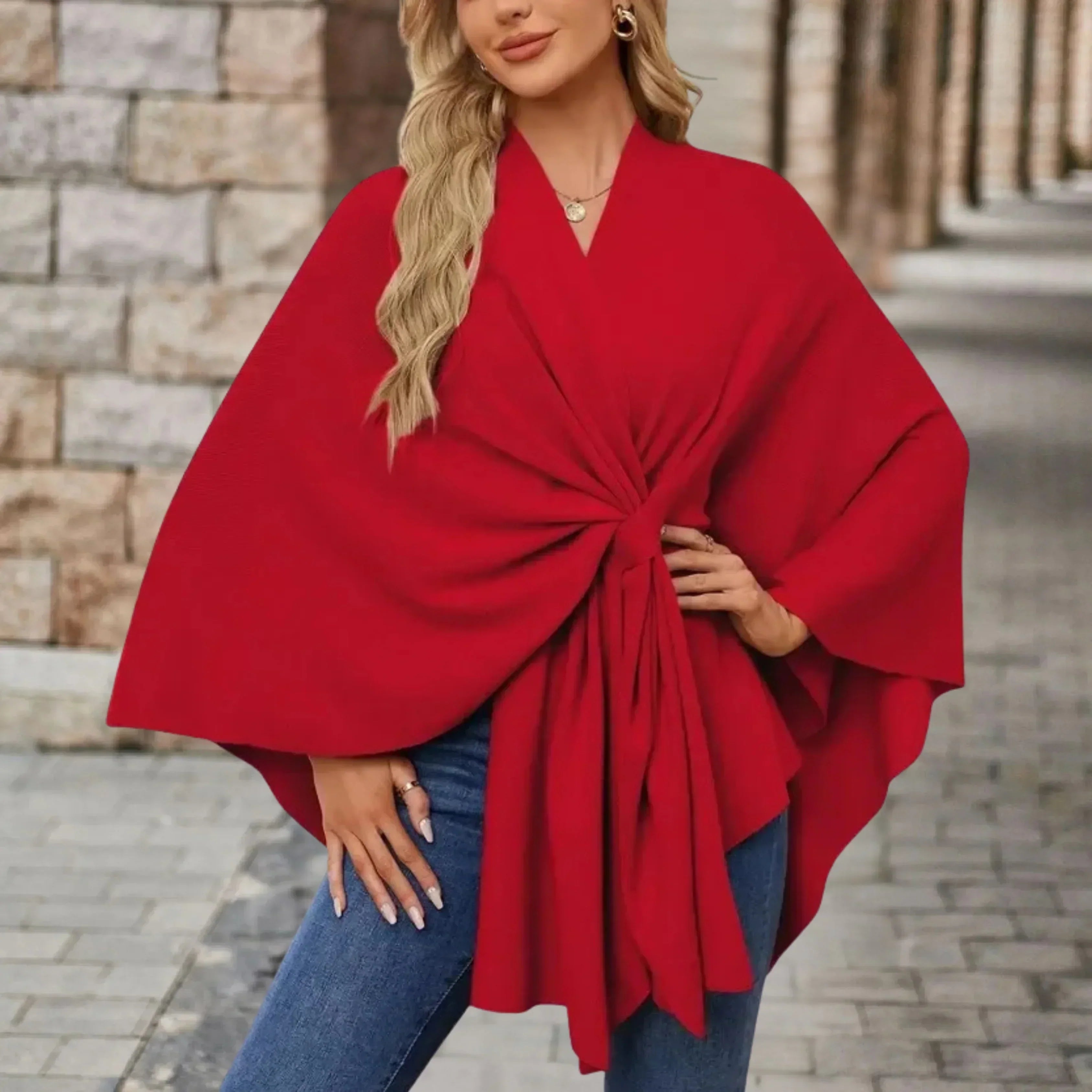 AUDREY | Elegant Draped Poncho