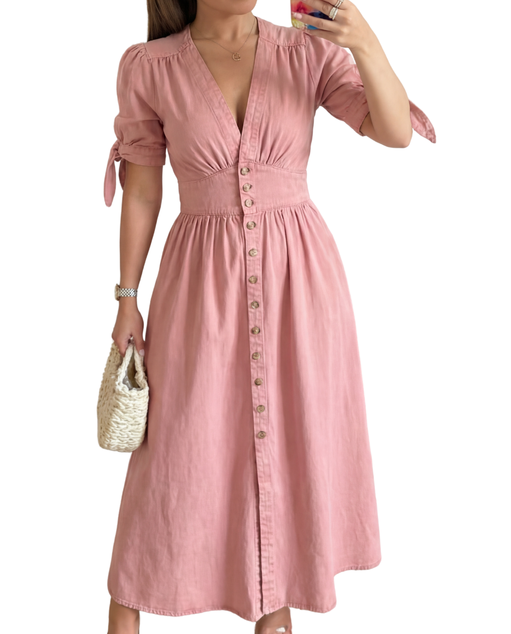 LAURA | Casual Short Sleeve V Neck Dress