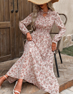 MORGAN | Elegant Long Sleeve Floral Print A-Line Dress