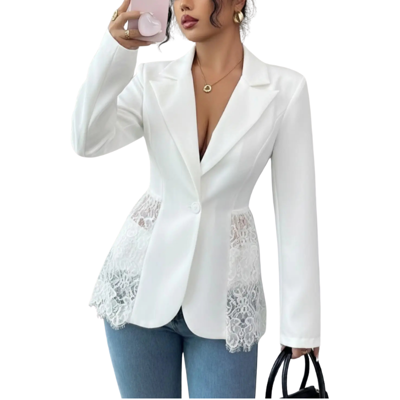 RAFAELA| Modern Lace-Trim Structured Blazer