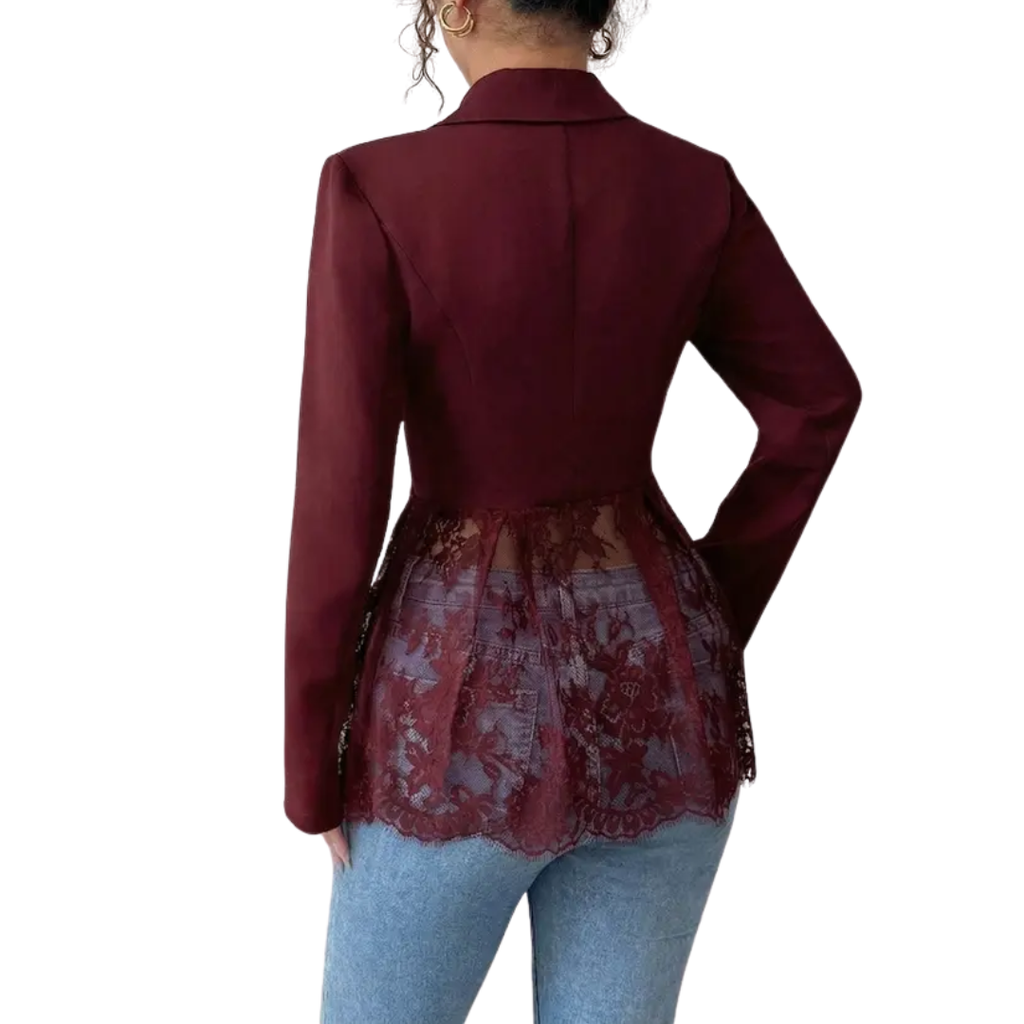 LEONIQUE | Lace Contrast Fitted Blazer Jacket