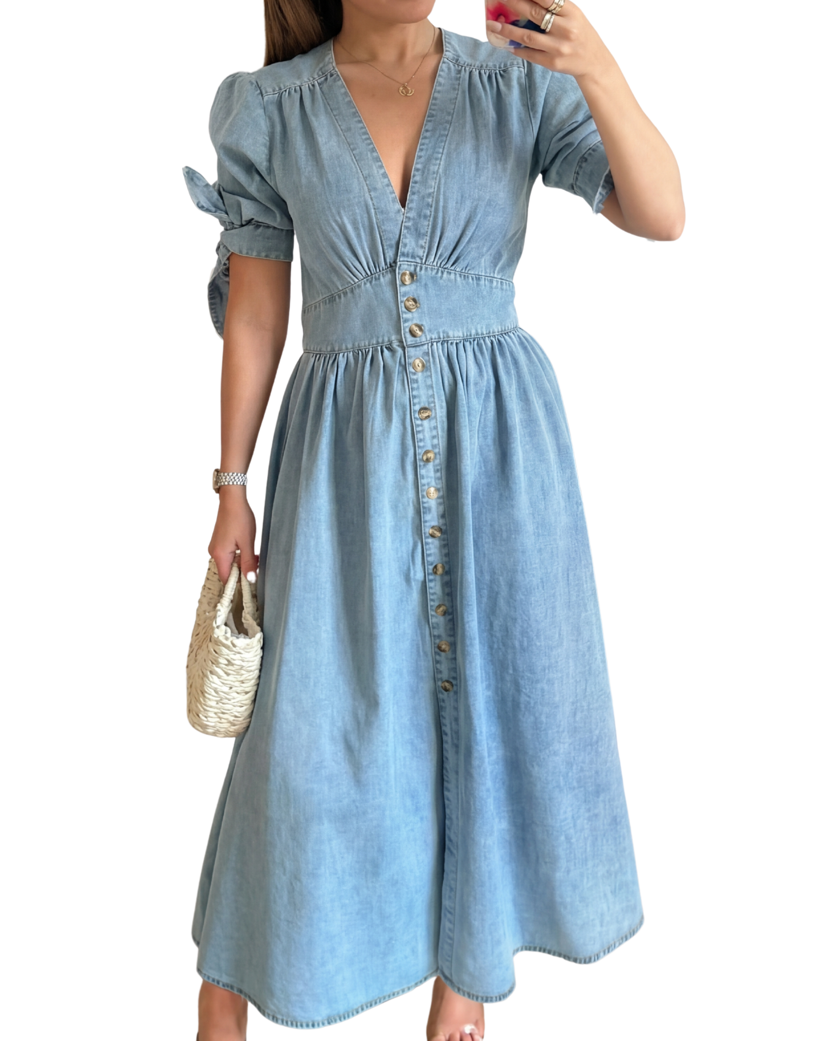 LAURA | Casual Short Sleeve V Neck Dress