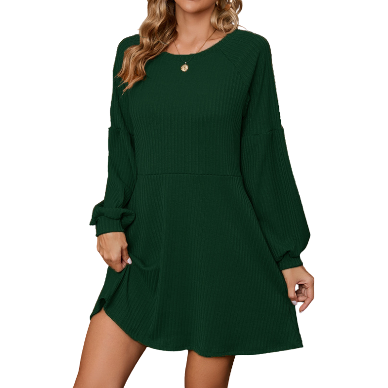 SANDY™ – Stylish Ribbed Long Sleeve Dress