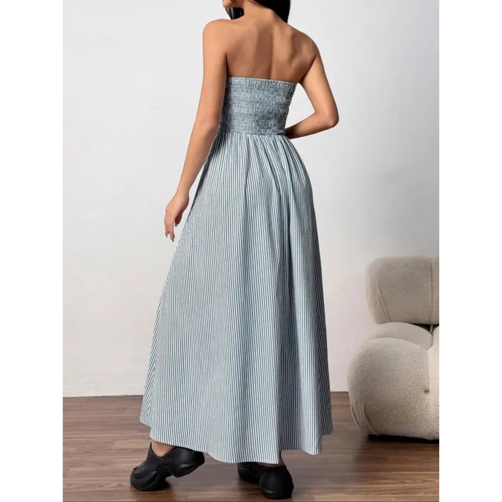 TRACY | Classic Striped Summer Tube Maxi Dress
