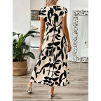 SARA | Elegant Summer Printed Short Sleeve Maxi Dress