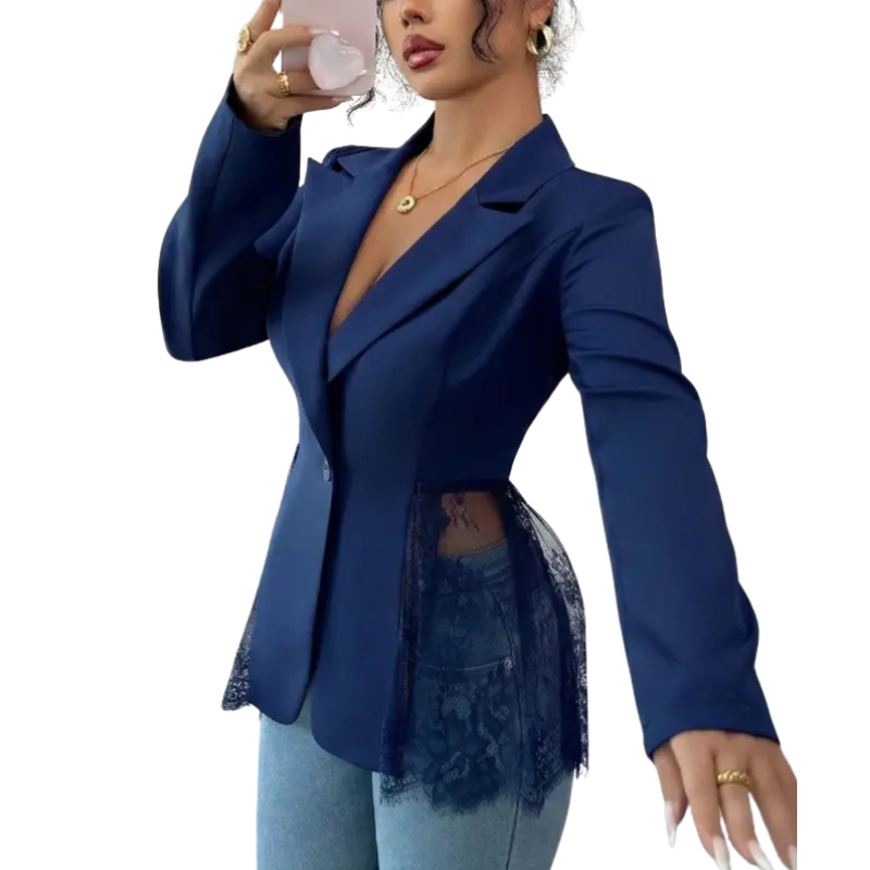 RAFAELA| Modern Lace-Trim Structured Blazer